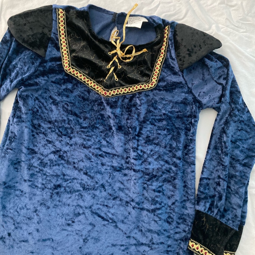 Blue Velvet Renaissance Top with Gold Accents